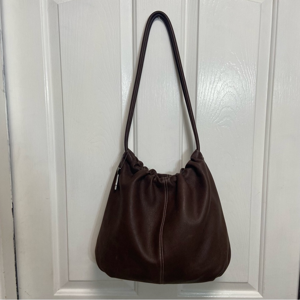 VTG FOSSIL / Brown Pebble Leather Hobo Slouch Shoulder Bag